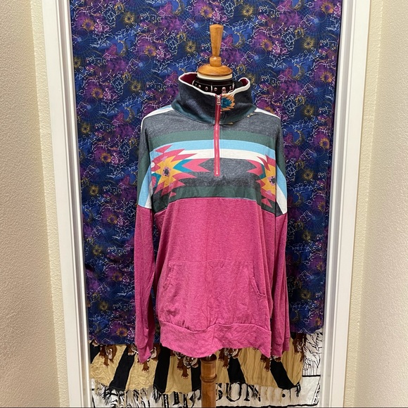 🌈 Beautiful bohemian mock zipper sweater - Picture 2 of 11